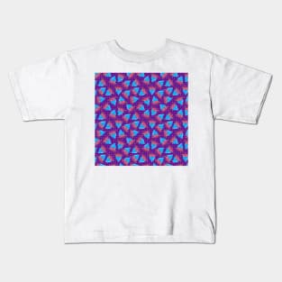 Gum Root Flowers Pattern | Sky Blue and Purple Color Palette Kids T-Shirt